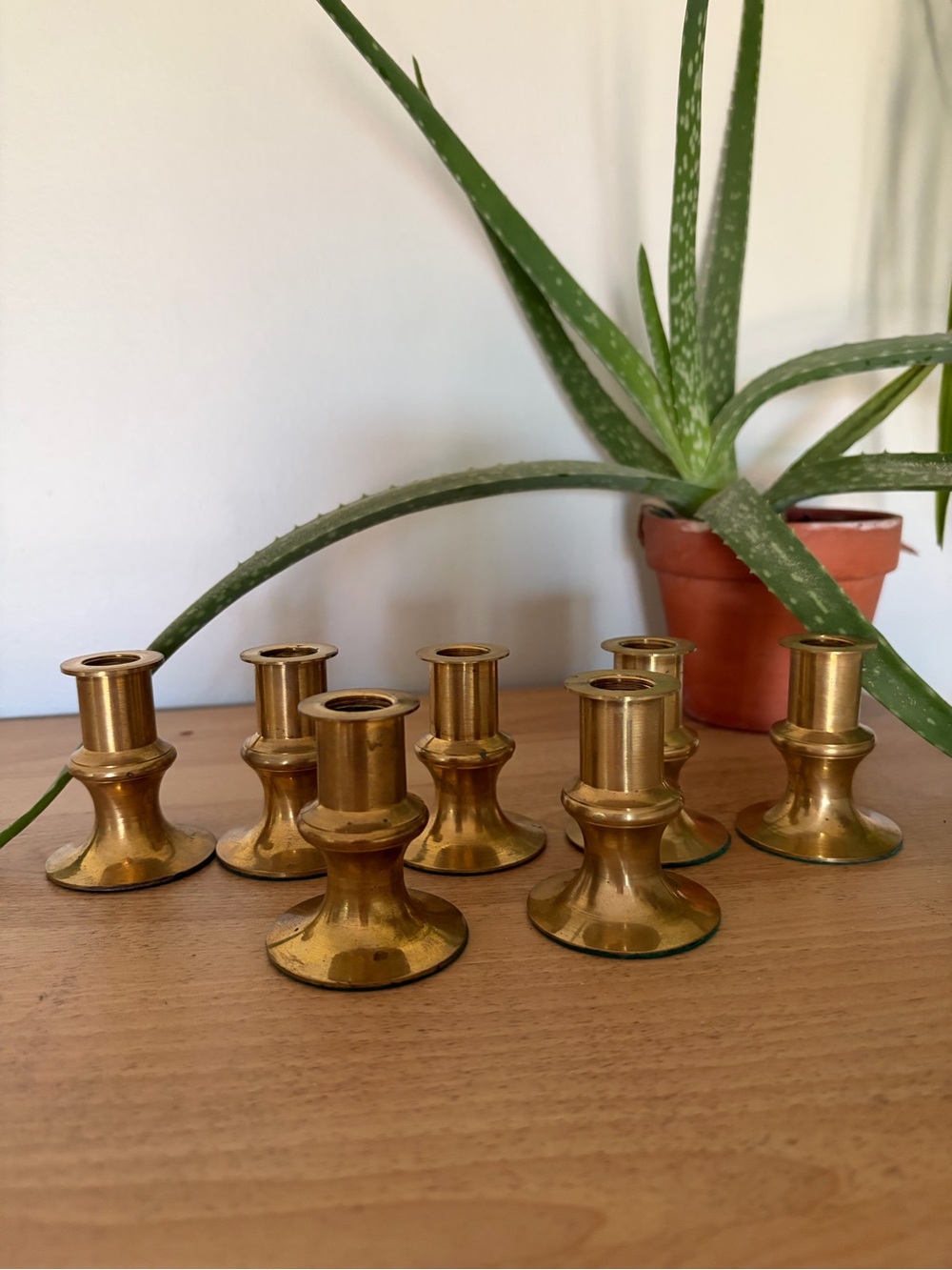 Brass Mini Candle Holders - Set of 8